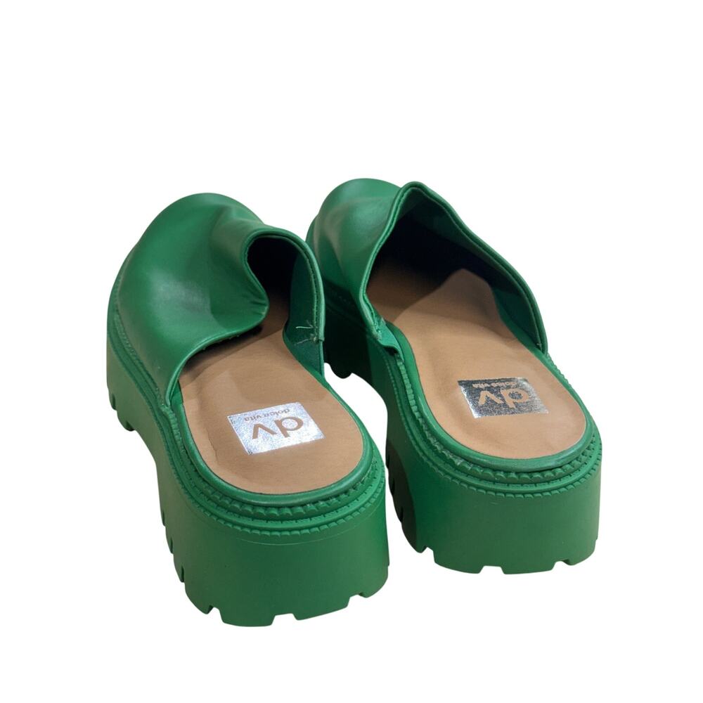 Dolce Vita Chunky Green Leather Slide Sandals - Picture 3 of 6